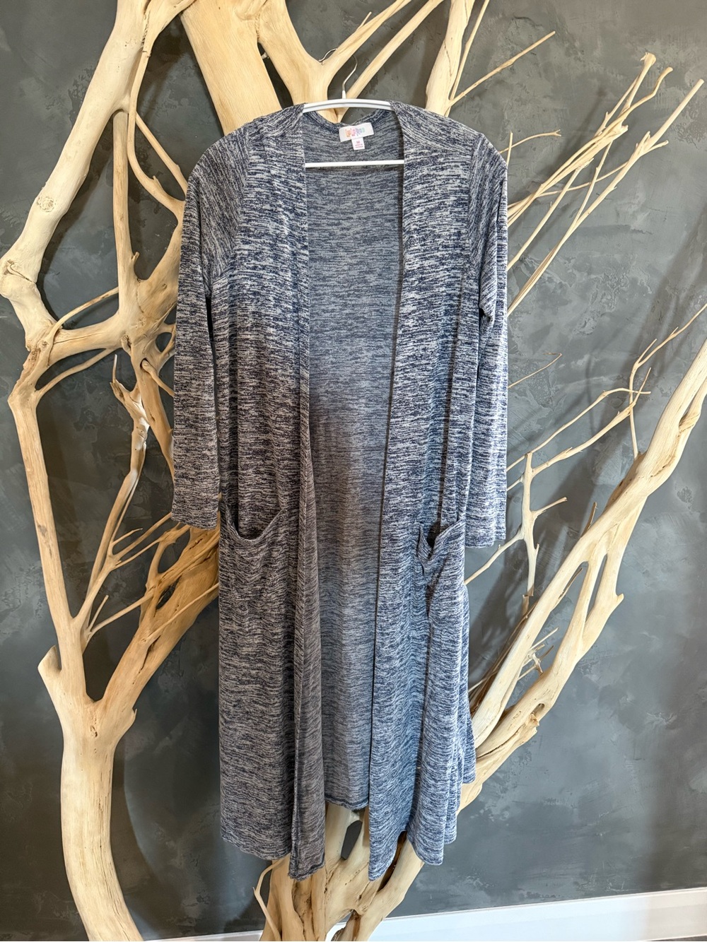 LuLaRoe Heathered Navy Open-Front Long Cardigan